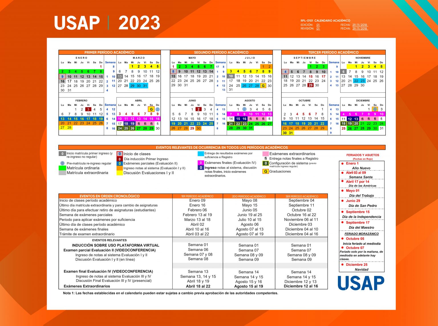 Calendario Académico USAP 2023